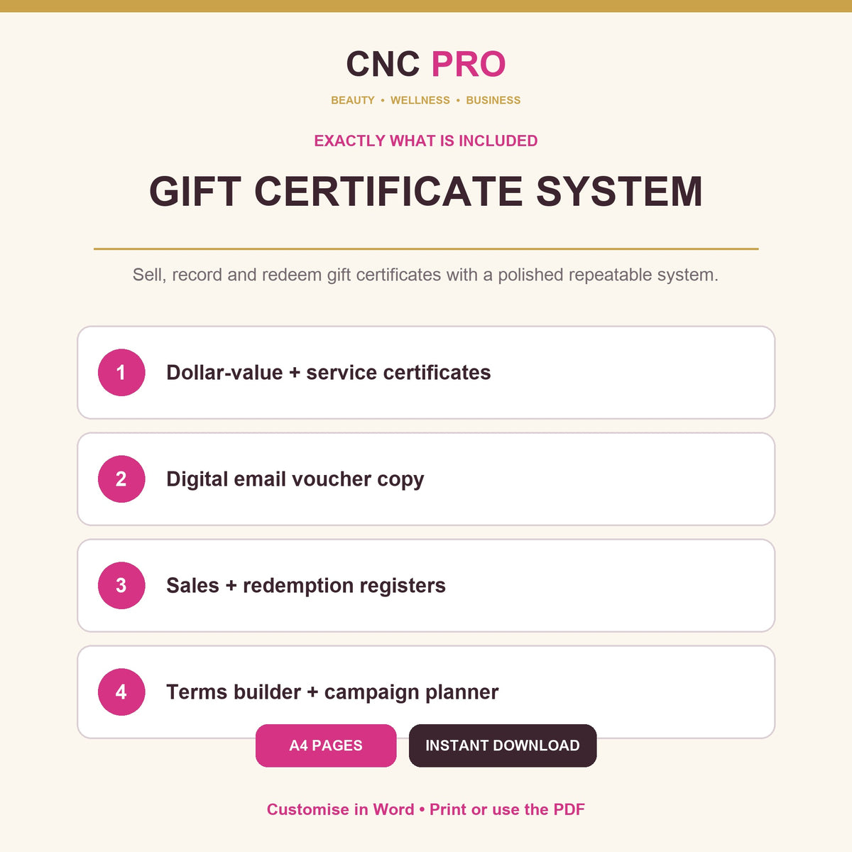 Editable Beauty Gift Certificate & Voucher Pack | Certificates, Register & Terms