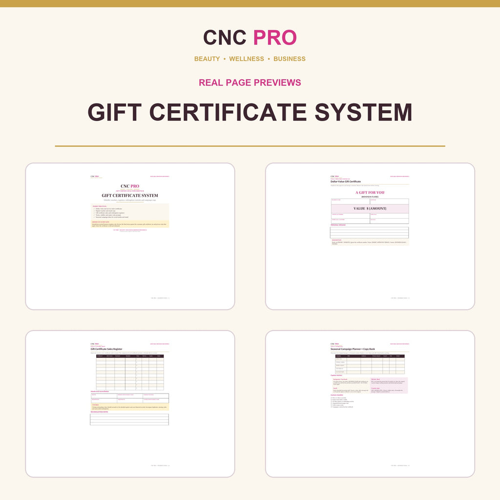 Editable Beauty Gift Certificate & Voucher Pack | Certificates, Register & Terms