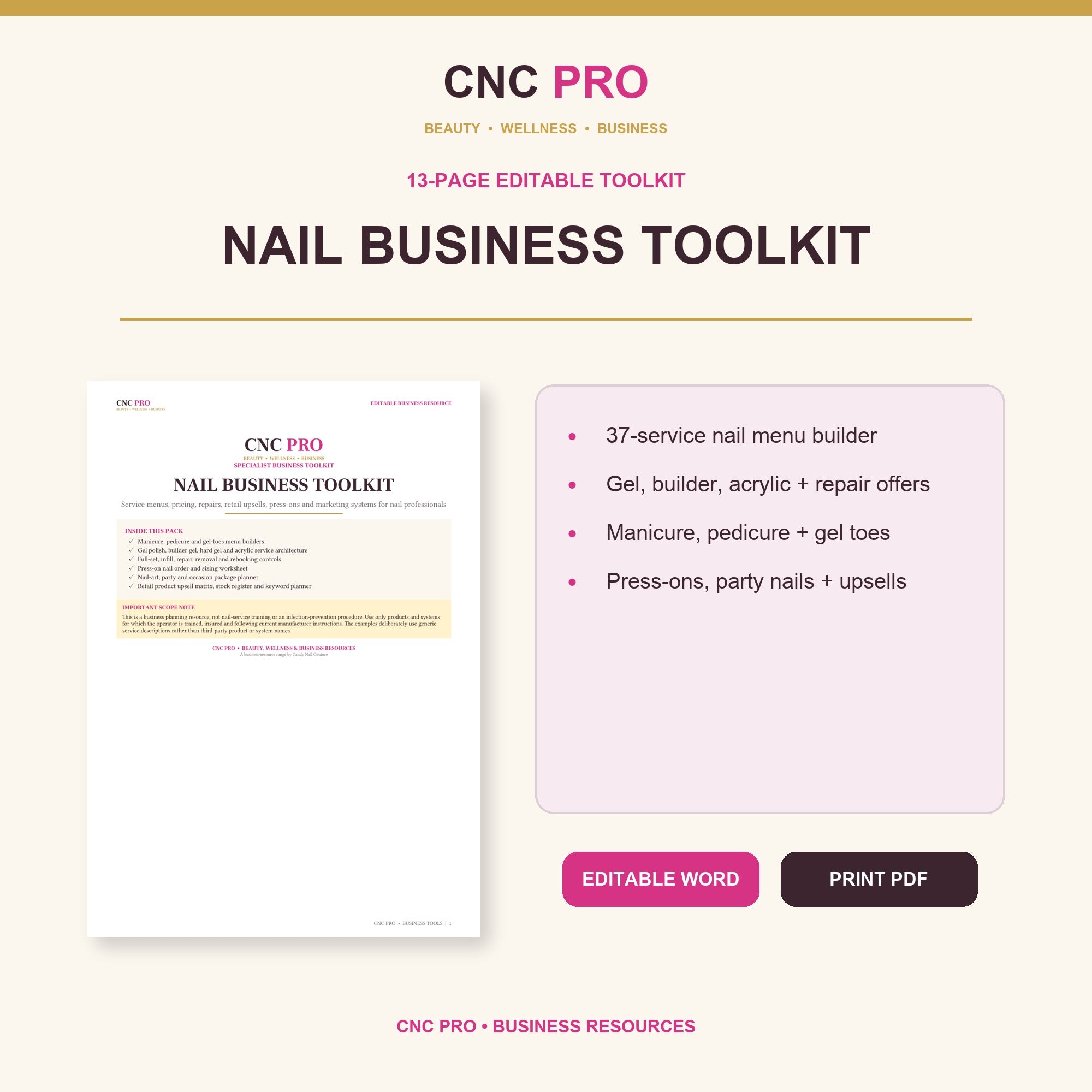 Nail Business Toolkit | Gel, Builder, Acrylic, Repairs, Press-Ons, Pedicure & Upsells