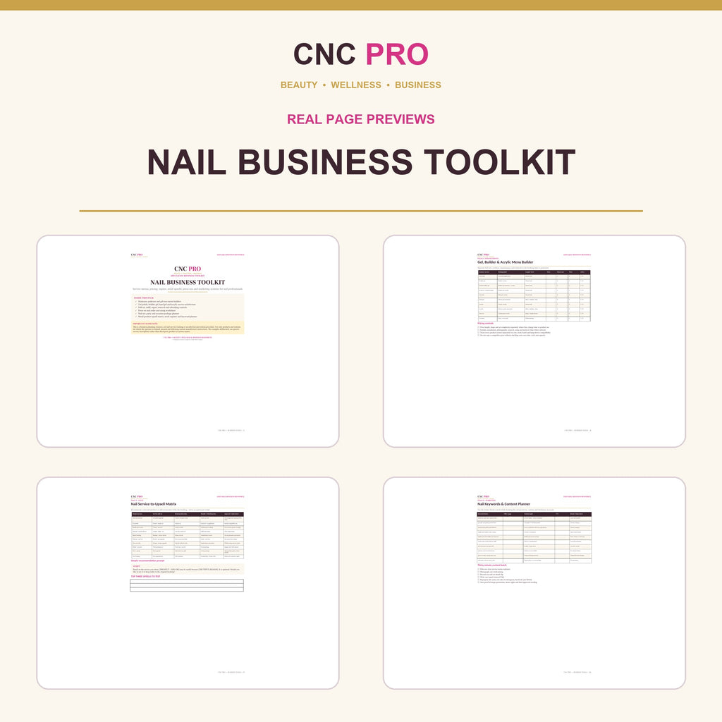 Nail Business Toolkit | Gel, Builder, Acrylic, Repairs, Press-Ons, Pedicure & Upsells